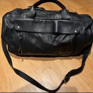Antonio Cristiano Leather Skull Embossed Duffle Bag